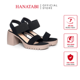 Giày Sandal Nữ Đế Xuồng PU Siêu Nhẹ Cao 7cm Hanatabi Quai Ngang Hậu Thun (35-39) Mã HNSDG7F1218