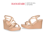 Giày Sandal Nữ Đế Xuồng PU Siêu Nhẹ Cao 9cm Hanatabi Quai Chéo Hậu Thun (35-39) Mã HNSDX9F1256