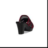 Dép Nữ Đế PU Đen Siêu Nhẹ Cao 7cm Hanatabi Quai Lưới Đính Đá Bigsize (36-41) Mã HNDE7F1230