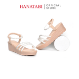 Giày Sandal Nữ Đế PU Siêu Nhẹ Cao 5cm Hanatabi Quai Ngang Hậu Thun (35-40) Mã HNSD5F1173