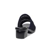 Dép Nữ Đế PU Đen Siêu Nhẹ Cao 5cm Hanatabi Quai Lưới Khóa Đính Đá Bigsize (36-41) Mã HNDE5F1226