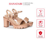 Giày Sandal Nữ Đế PU Siêu Nhẹ Cao 9cm Hanatabi Quai Ngang 2 Xếp Hậu C (35-39) Mã HNSDG9F1249