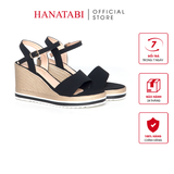 Giày Sandal Nữ Đế Xuồng PU Siêu Nhẹ Cao 8cm Hanatabi Quai 2 Xếp Hậu C (35-39) Mã HNSDX8F1220