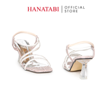 Giày Sandal Nữ Cao Gót 7cm Hanatabi Quai Chéo Đính Đá Hậu Thun Bigsize (35-41) Mã HNSDT7F1243