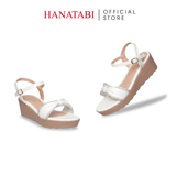 Giày Sandal Nữ Đế PU Siêu Nhẹ Cao 5cm Hanatabi Quai Ngang Nơ Đính Đá Hậu C (35-40) Mã HNSD5F1267