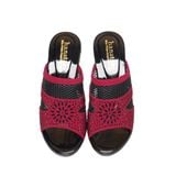 Dép Nữ Đế PU Đen Siêu Nhẹ Cao 7cm Hanatabi Quai Lưới Đính Đá Bigsize (36-41) Mã HNDE7F1230