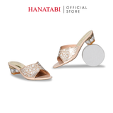 dép nữ cao gót mica 3cm Hanatabi quai ngang đính đá đế TA cao cấp bigsize (35-41) mã HNDE3F1096