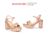Giày Sandal Nữ Đế PU Siêu Nhẹ Cao 9cm Hanatabi Quai Ngang 1 Xếp Hậu C (35-39) Mã HNSDG9F1250