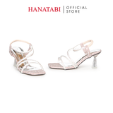 Giày Sandal Nữ Cao Gót 7cm Hanatabi Quai Chéo Đính Đá Hậu Thun Bigsize (35-41) Mã HNSDT7F1243