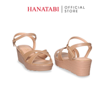 Giày Sandal Nữ Đế Xuồng PU Siêu Nhẹ Cao 5cm Hanatabi Quai Chéo Hậu C (35-40) Mã HNSD5F1270