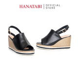 Sandal Nữ Đế Xuồng PU Siêu Nhẹ Cao 8cm Hanatabi Quai Bảng Dài Hậu Khóa Sau (35-39) Mã HNSDX8F1223