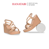 Giày Sandal Nữ Đế Xuồng PU Siêu Nhẹ Cao 9cm Hanatabi Quai Chéo Hậu Thun (35-39) Mã HNSDX9F1256