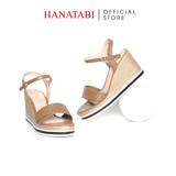 Giày Sandal Nữ Đế Xuồng PU Siêu Nhẹ Cao 8cm Hanatabi Quai 1 Xếp Hậu C (35-39) Mã HNSDX8F1219