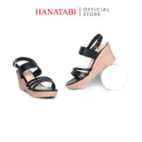 Giày Sandal Nữ Đế Xuồng PU Siêu Nhẹ Cao 7cm Hanatabi Quai Chéo Hậu Khóa Sau (35-39) Mã HNSDX7F1192