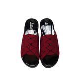 Dép Nữ Đế Xuồng PU Đen Siêu Nhẹ Cao 5cm Hanatabi Quai Lưới Đính Đá Bigsize (36-39) Mã HNDE5F1225