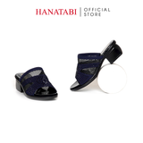 Dép Nữ Đế PU Đen Siêu Nhẹ Cao 5cm Hanatabi Quai Lưới Đính Đá Bigsize (36-41) Mã HNDE5F1228