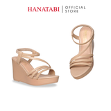 Giày Sandal Nữ Đế Xuồng Pu Siêu Nhẹ Cao 9cm Hanatabi Quai Ngang Hậu Thun (35-39) Mã HNSDX9F1259