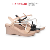 Giày Sandal Nữ Đế Xuồng PU Siêu Nhẹ Cao 7cm Hanatabi Quai Ngang Hậu C (35-39) Mã HNSD7F1190