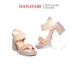 Giày Sandal Nữ Đế Xuồng PU Siêu Nhẹ Cao 7cm Hanatabi Quai Ngang Hậu Thun (35-39) Mã HNSDG7F1218