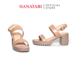 Giày Sandal Nữ Đế PU Siêu Nhẹ Cao 7cm Hanatabi Quai Ngang Hậu Khóa Sau (35-39) Mã HNSDG7F1200