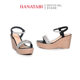 Giày Sandal Nữ Đế PU Siêu Nhẹ Cao 9cm Hanatabi Quai Ngang Hậu Thun (35-39) Mã HNSD9F1188