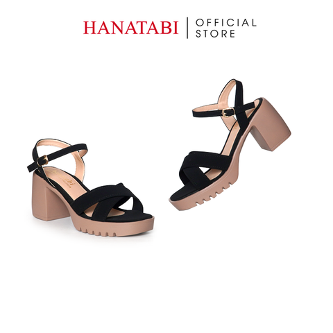 Giày Sandal Nữ Đế PU Siêu Nhẹ Cao 7cm Hanatabi Quai Chéo Hậu C (35-39) Mã HNSDG7F1254