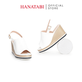 Sandal Nữ Đế Xuồng PU Siêu Nhẹ Cao 8cm Hanatabi Quai Bảng Dài Hậu Khóa Sau (35-39) Mã HNSDX8F1223