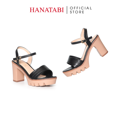 Giày Sandal Nữ Đế PU Siêu Nhẹ Cao 9cm Hanatabi Quai Ngang 2 Xếp Hậu C (35-39) Mã HNSDG9F1249