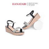 Giày Sandal Nữ Đế PU Siêu Nhẹ Cao 5cm Hanatabi Quai Ngang Hậu Thun (35-40) Mã HNSD5F1172
