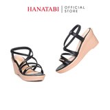 Giày Sandal Nữ Đế Xuồng PU Siêu Nhẹ Cao 7cm Hanatabi Quai Chéo Hậu Thun (35-39) Mã HNSDX7F1240