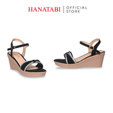 Giày Sandal Nữ Đế PU Siêu Nhẹ Cao 7cm Hanatabi Quai Ngang Nơ Đính Đá Hậu C (35-39) Mã HNSDX7F1268