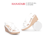 Giày Sandal Nữ Đế Xuồng PU Siêu Nhẹ Cao 5cm Hanatabi Quai Chéo Hậu Thun (35-40) Mã HNSD5F1216