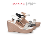 Giày Sandal Nữ Đế PU Siêu Nhẹ Cao 9cm Hanatabi Quai Ngang Hậu Thun (35-39) Mã HNSD9F1188