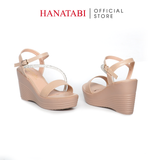 Giày Sandal Nữ Đế Xuồng PU Siêu Nhẹ Cao 9cm Hanatabi Quai Ngang Hậu C (35-39) Mã HNSD9F1187