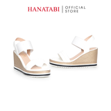 Giày Sandal Nữ Đế Xuồng PU Siêu Nhẹ Cao 8cm Hanatabi Quai Ngang Hậu Thun (35-39) Mã HNSDX8F1222