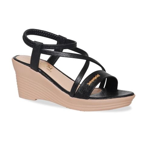 Giày Sandal Nữ Đế Xuồng PU Siêu Nhẹ Cao 7cm Hanatabi Quai Chéo Hậu Thun (35-39) Mã HNSDX7F1241