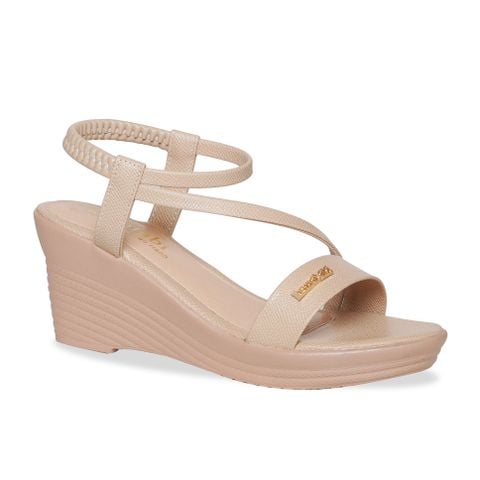 Giày Sandal Nữ Đế Xuồng PU Siêu Nhẹ Cao 7cm Hanatabi Quai Ngang Hậu Thun (35-39) Mã HNSDX7F1242