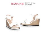 Giày Sandal Nữ Đế Xuồng PU Siêu Nhẹ Cao 8cm Hanatabi Quai 2 Xếp Hậu C (35-39) Mã HNSDX8F1220