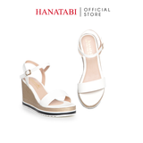 Giày Sandal Nữ Đế Xuồng PU Siêu Nhẹ Cao 8cm Hanatabi Quai Ngang Hậu C (35-39) Mã HNSDX8F1221