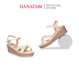 Giày Sandal Nữ Đế Xuồng PU Siêu Nhẹ Cao 5cm Hanatabi Quai Chéo Hậu C (35-40) Mã HNSD5F1270