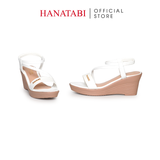 Giày Sandal Nữ Đế Xuồng PU Siêu Nhẹ Cao 7cm Hanatabi Quai Ngang Hậu Thun (35-39) Mã HNSDX7F1242