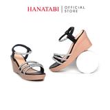 Giày Sandal Nữ Đế PU Siêu Nhẹ Cao 7cm Hanatabi Quai Ngang Hậu Thun (35-39) Mã HNSD7F1183