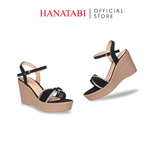 Giày Sandal Nữ Đế PU Siêu Nhẹ Cao 9cm Hanatabi Quai Ngang Nơ Đính Đá Hậu C (35-39) Mã HNSDX9F1271