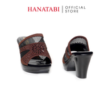 Dép Nữ Đế PU Đen Siêu Nhẹ Cao 7cm Hanatabi Quai Lưới Đính Đá Bigsize (36-41) Mã HNDE7F1230