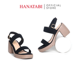 Giày Sandal Nữ Đế PU Siêu Nhẹ Cao 7cm Hanatabi Quai Ngang Hậu Khóa Sau (35-39) Mã HNSDG7F1200