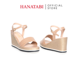 Giày Sandal Nữ Đế Xuồng PU Siêu Nhẹ Cao 8cm Hanatabi Quai 1 Xếp Hậu C (35-39) Mã HNSDX8F1219