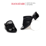 Dép Nữ Đế PU Đen Siêu Nhẹ Cao 5cm Hanatabi Quai Lưới Đính Đá Bigsize (36-41) Mã HNDE5F1228