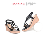 Giày Sandal Nữ Đế Xuồng PU Siêu Nhẹ Cao 7cm Hanatabi Quai Chéo Hậu Thun (35-39) Mã HNSDX7F1241