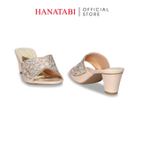 dép nữ cao gót 5cm Hanatabi quai ngang đính đá đế TA cao cấp bigsize (35-41) mã HNDE5F1098