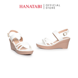 Giày Sandal Nữ Đế Xuồng PU Siêu Nhẹ Cao 7cm Hanatabi Quai Chéo Hậu Khóa Sau (35-39) Mã HNSDX7F1192